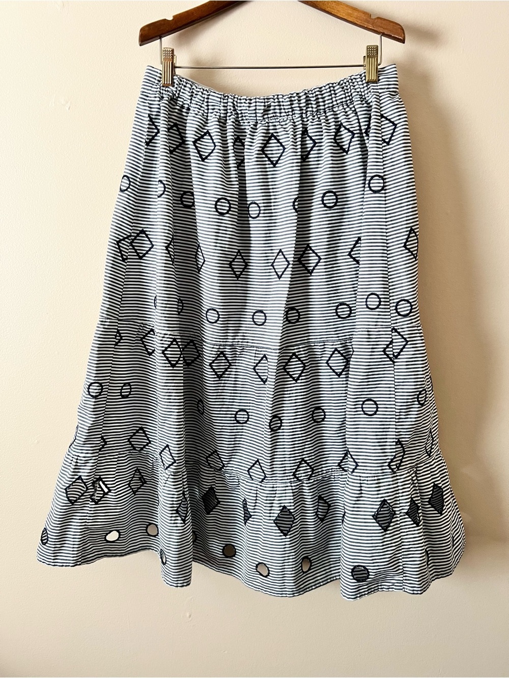 Madewell Black & White Geometric Stripe Midi Skirt - Picture 7 of 7